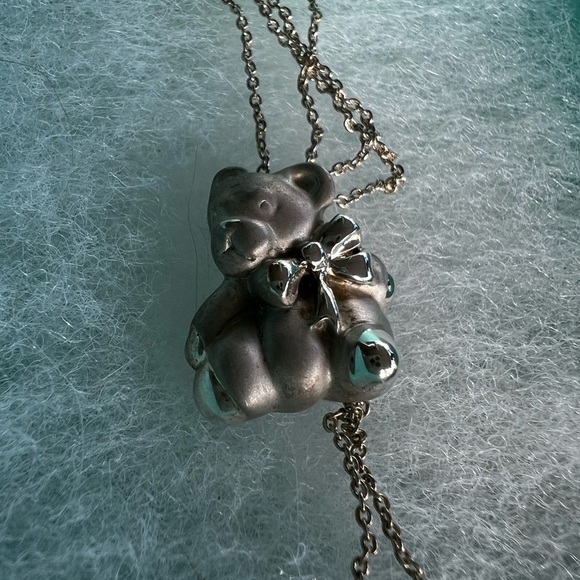 Tiffany and Co Silver Teddy Bear Necklace #925 with box dust bag & shopping bag - Picture 6 of 10